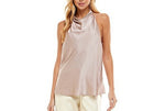Satin Cowl Neck Halter Top