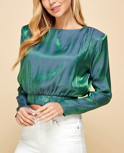 Two Tone Shine Cropped Top
