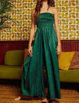 Satin Wide Leg Strapless Jumpsuit