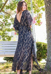 Gold Sequin Kimono Sleeve Maxi Dress