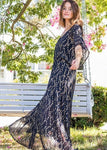 Gold Sequin Kimono Sleeve Maxi Dress