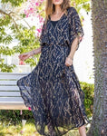 Gold Sequin Kimono Sleeve Maxi Dress