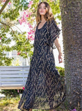 Gold Sequin Kimono Sleeve Maxi Dress