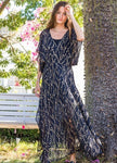 Gold Sequin Kimono Sleeve Maxi Dress