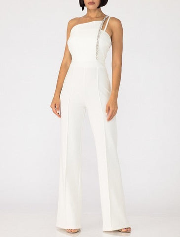 One Side Strap Detailed Fashion Jumpsuit