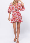 Kimono Sleeve Floral Print Dress