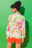 Floral Exaggerated Wide Sleeve Top