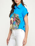 Graphic Face Button Down Shirt