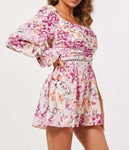 One Shoulder Floral Print Romper