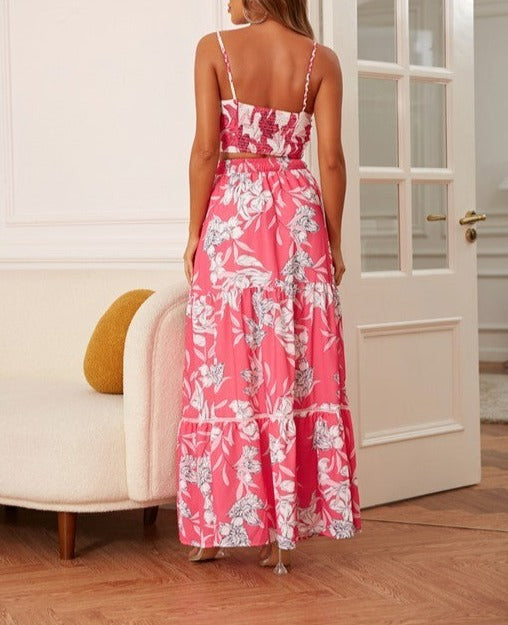 Floral printed Crop and Maxi Skirt Set