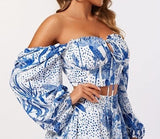 Off Shoulder Long Sleeve Corset Style Top