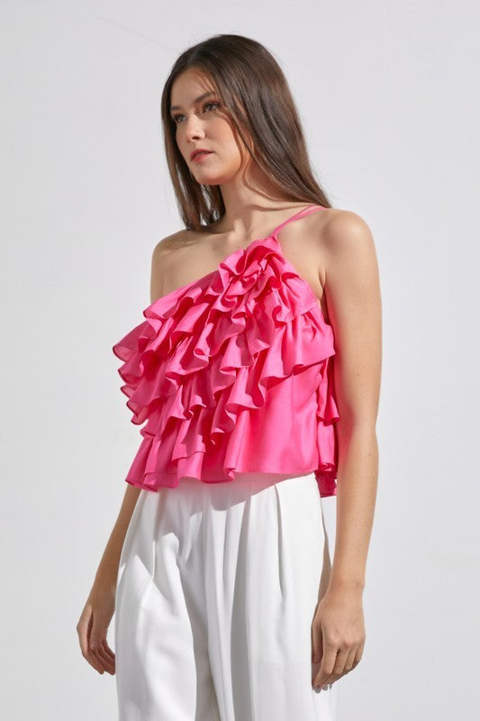 Unbalance Ruffle Top