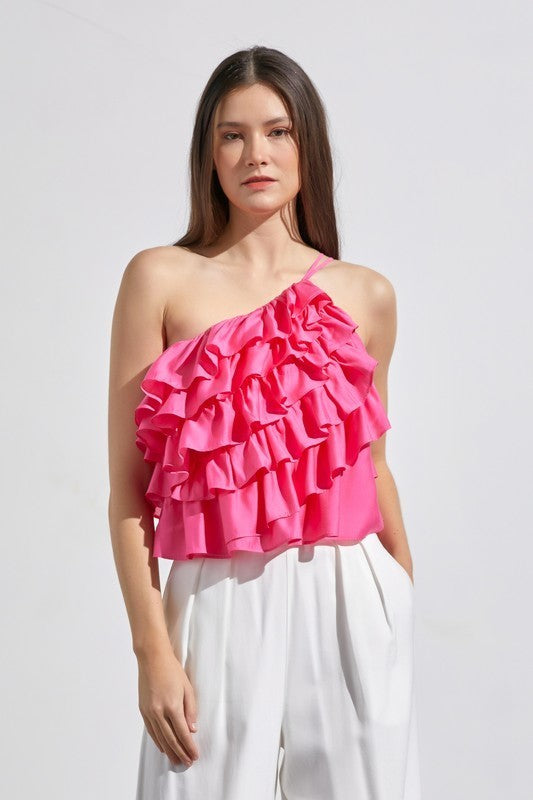 Unbalance Ruffle Top