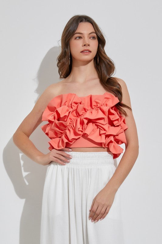 Crossed Ruffle Crop Top