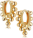 Gold Huggie Hoop Bead Ball Spike Earrings