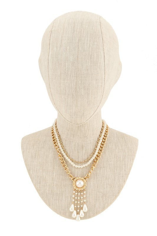 Pearl Accent with Chain Layered Necklace