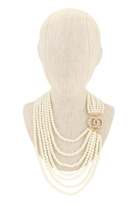 Pearl Necklace Set with Double O Accent