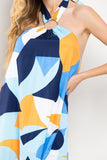 Abstract Print Halter Dress