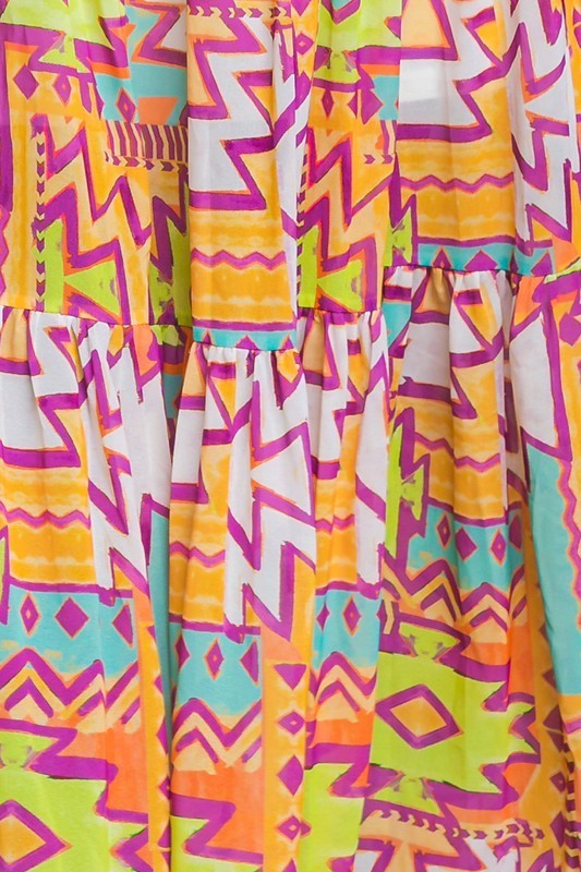 Bright Color Printed Maxi Skirt