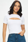 Short Sleeve Front Cut-Out Knit Top (Pick Color)