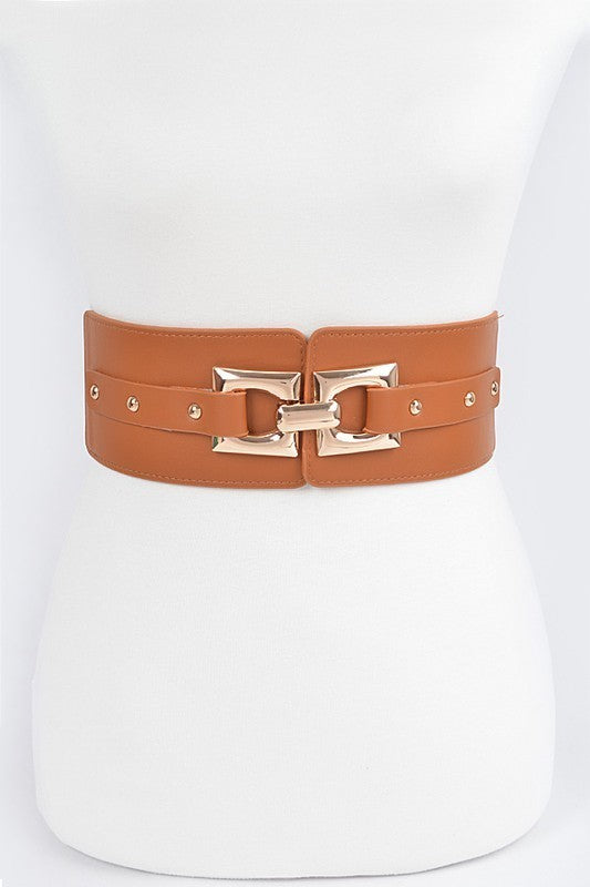 Two Square Buckle Elastic Belt