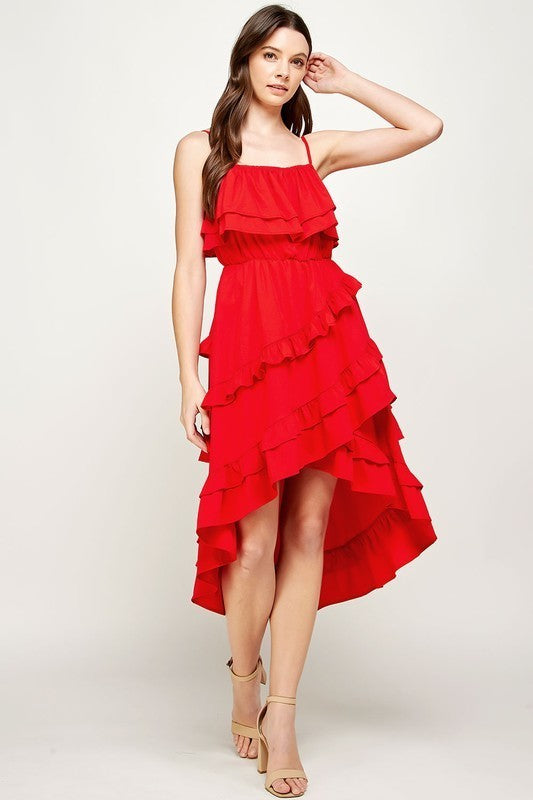 High-low Ruffle Midi Dress