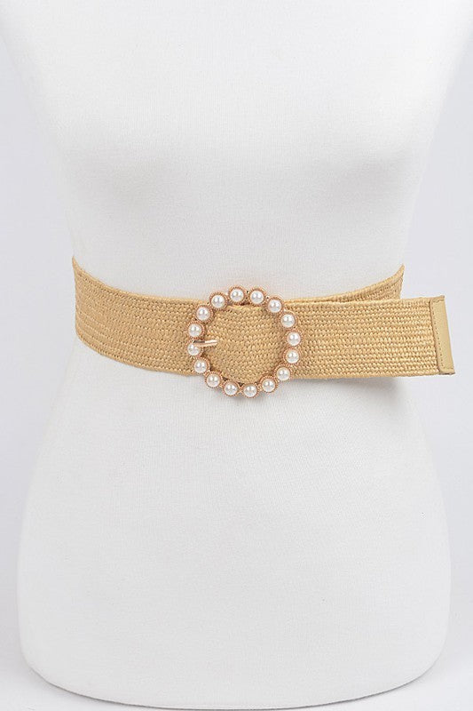 Weaved Pearl Buckle Belt