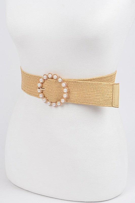 Weaved Pearl Buckle Belt