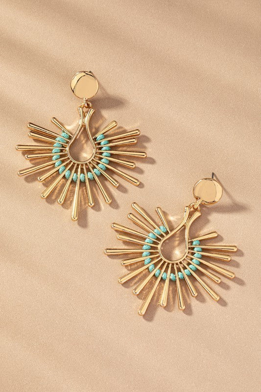 Solar Ray Drop Turquoise Detail Earrings