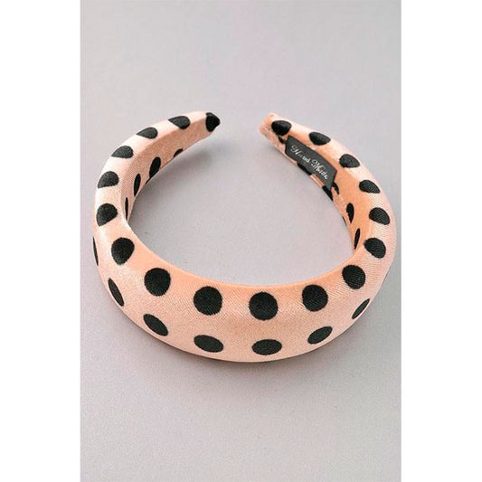 Black Polka Dots Velvet Padded Head Band