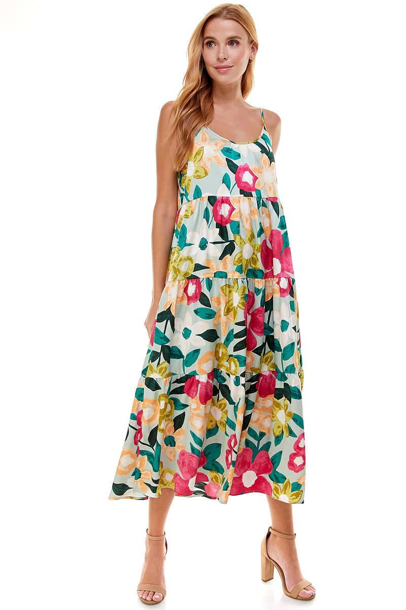 Multi floral Print Maxi Dress