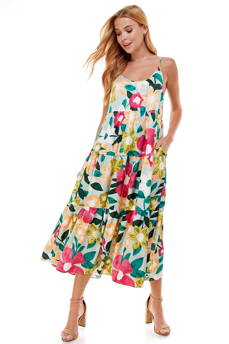 Multi floral Print Maxi Dress