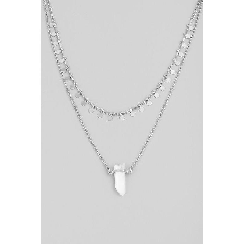 Dainty Layered Chain Crystal Pendant Necklace