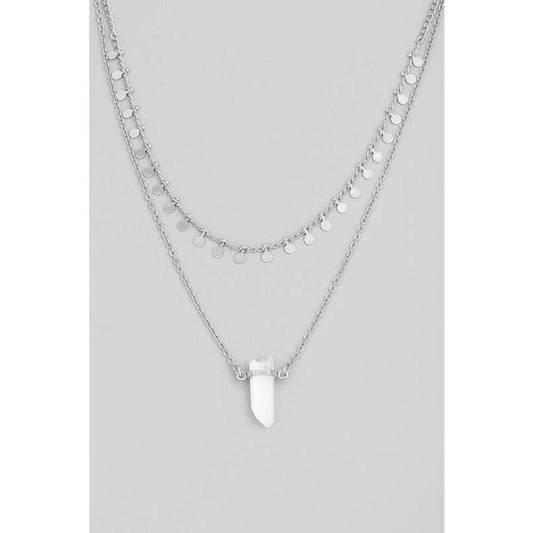 Dainty Layered Chain Crystal Pendant Necklace