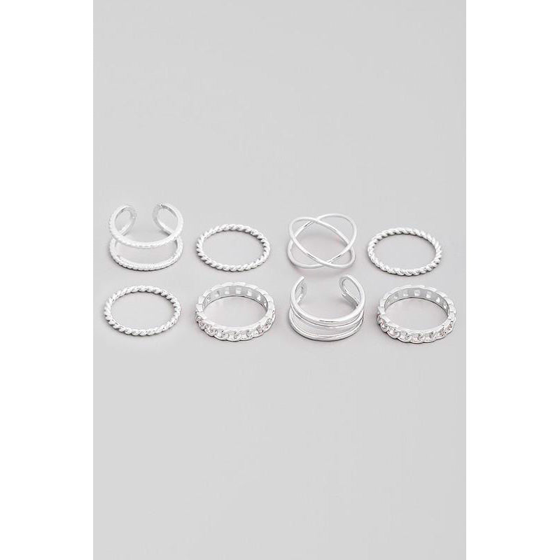 Eight Piece Assorted Dainty Ring Set