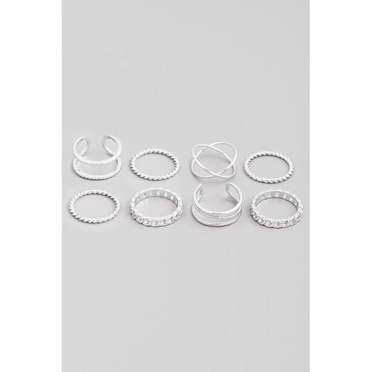 Eight Piece Assorted Dainty Ring Set