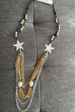 Black Two Tones Stars and Pearl Turkish Necklace