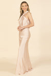 Cross Neck Cut Satin Formal Dress