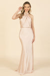 Cross Neck Cut Satin Formal Dress