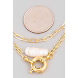 Oval Pearl Multi Chain Necklace