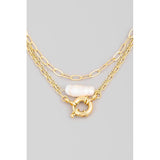 Oval Pearl Multi Chain Necklace