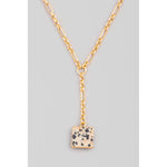 Semi Precious Square Stone Pendant Necklace