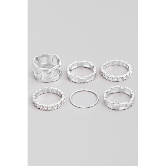 Six Piece Assorted Chain Ring Set (Pick Color)