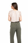 Pleated Flutter Sleeve Blouse Top