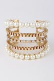 Pearl & Rhinestone Cuff Bracelet