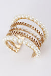 Pearl & Rhinestone Cuff Bracelet