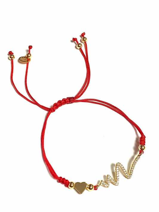 Heart Zirconia Red Thread Bracelet