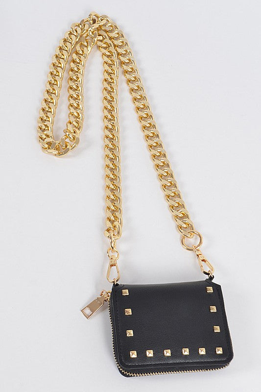 Gold Studded Wallet Oversized Chain