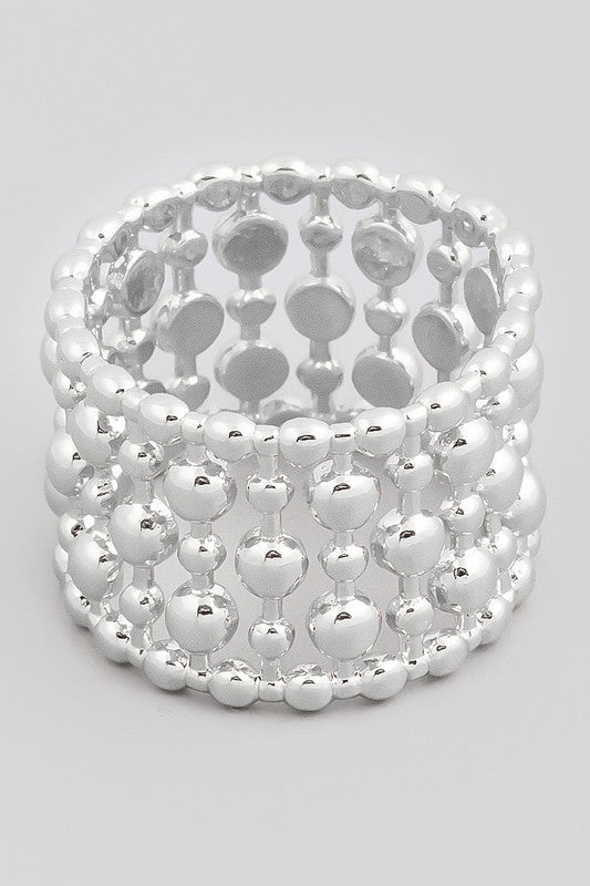 Wide Beaded Metallic Fashion Ring (Pick Color)