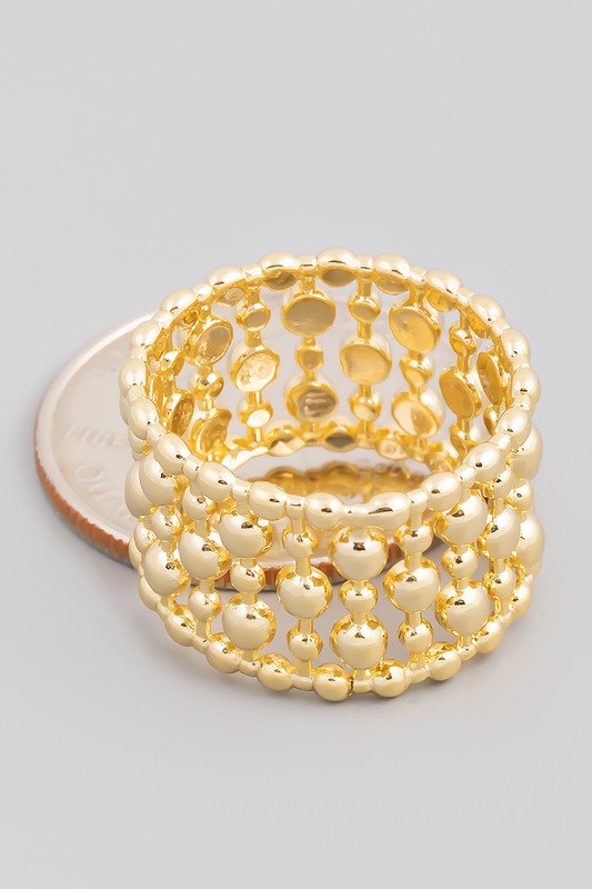 Wide Beaded Metallic Fashion Ring (Pick Color)